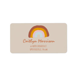 Retro Färg Rainbow Doodle Returadress Adressetikett