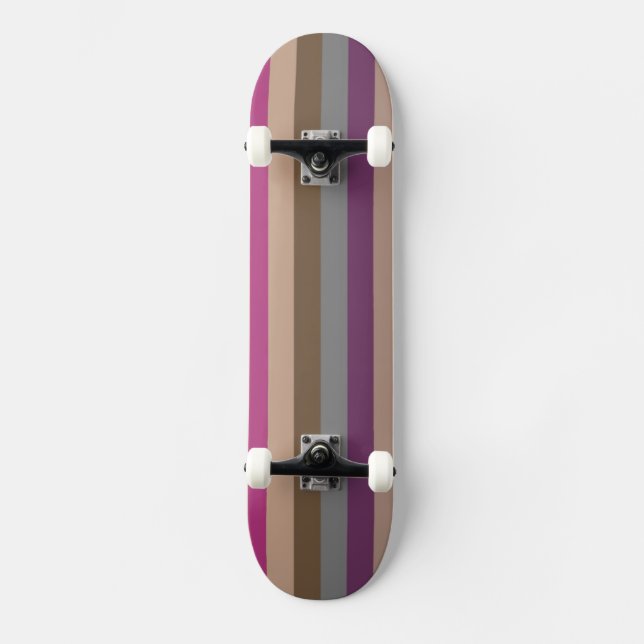 Retro Färg Rand Mönster 9 Skateboard Bräda 20,5 Cm (Framsida)