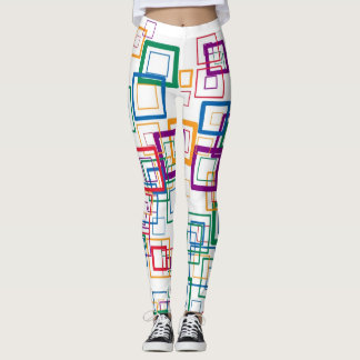 Retro Färg Squares Mönster #10 Leggings