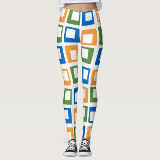 Retro Färg Squares Mönster #11 Leggings