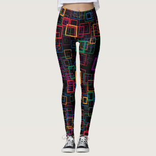 Retro Färg Squares Mönster #12 Leggings