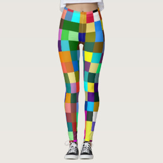 Retro Färg Squares Mönster #15 Leggings