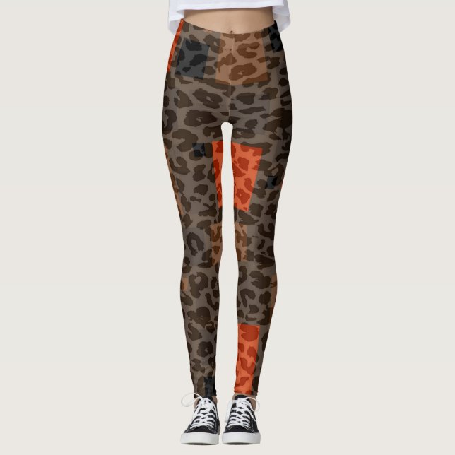 Retro Färg Squares Mönster #17 Leggings (Framsida)