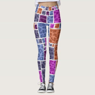Retro Färg Squares Mönster #18 Leggings