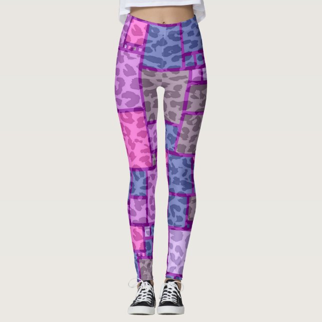 Retro Färg Squares Mönster #19 Leggings (Framsida)
