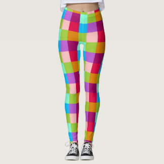 Retro Färg Squares Mönster #20 Leggings