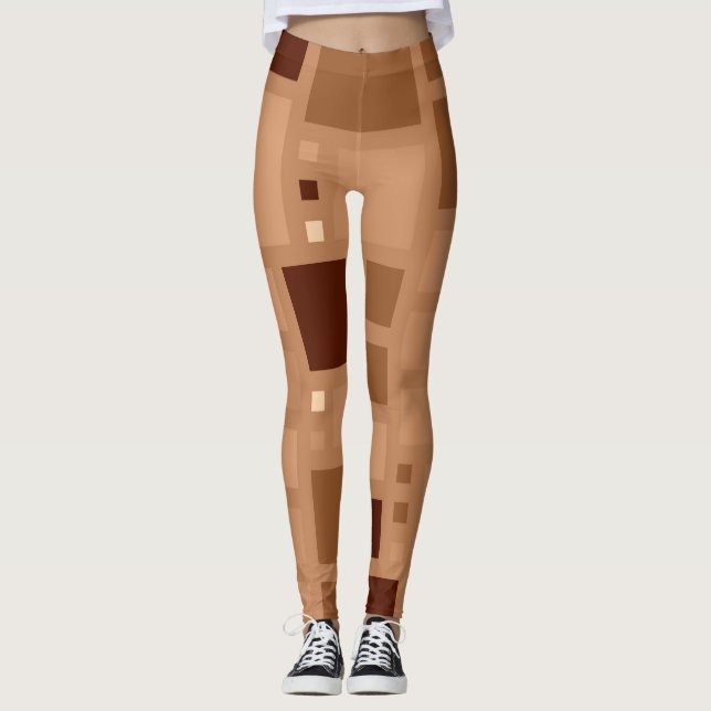 Retro Färg Squares Mönster #5 Leggings (Framsida)