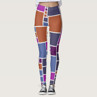 Retro Färg Squares Mönster #6 Leggings