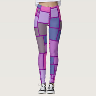 Retro Färg Squares Mönster #8 Leggings