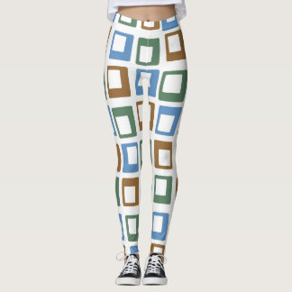Retro Färg Squares Mönster #9 Leggings