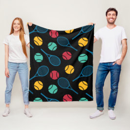 Retro färg tennis mönster black fleecefilt