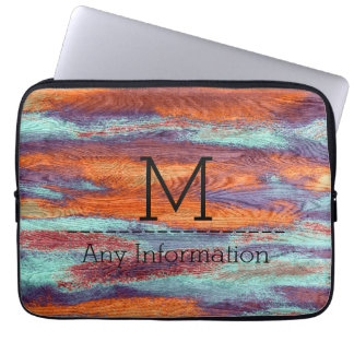 Retro färg trästruktur textur monogram laptop fodral