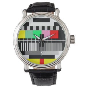 Retro färg tv test skärm armbandsur