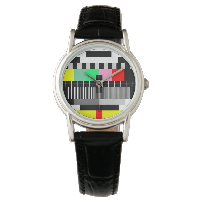 Retro färg tv test skärm armbandsur (Framsida)