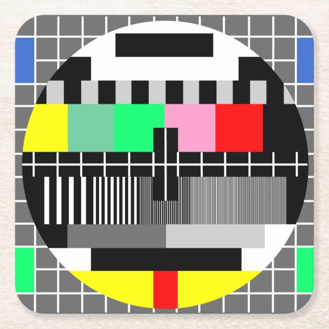 Retro färg tv test skärm underlägg papper kvadrat (Framsidan)