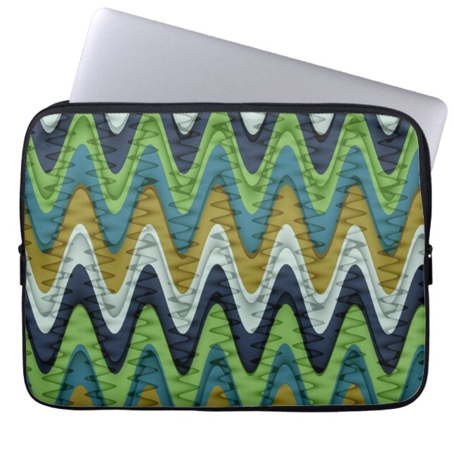 Retro färg vågigt rand mönster laptop sleeve (Framsidan)