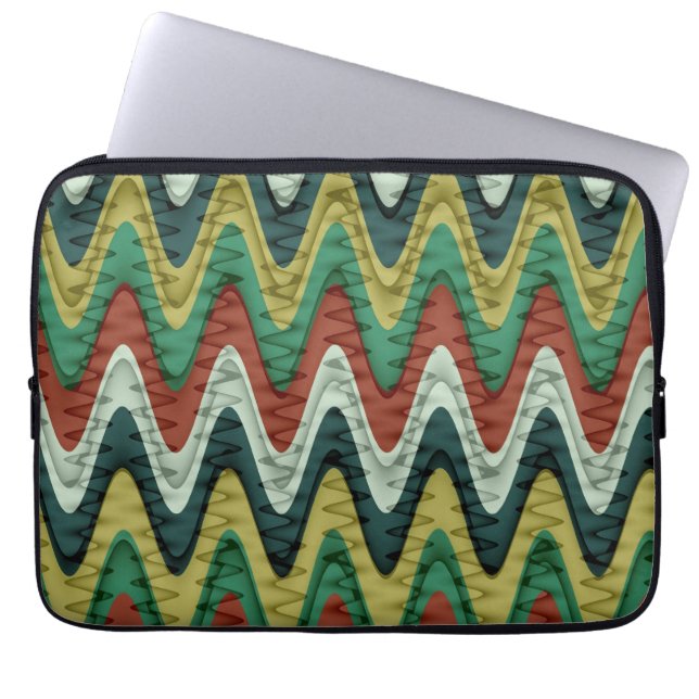 Retro färg vågigt rand mönster laptop sleeve (Framsidan)