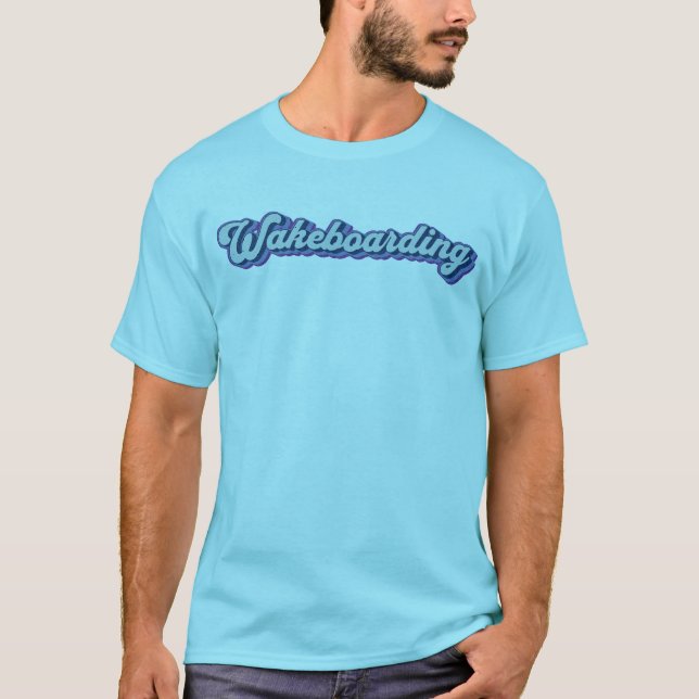 Retro Färg Wakeboarding T Shirt (Framsida)