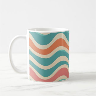 Retro Färg Wave Boho Stil Abstrakt Mönster Kaffemugg