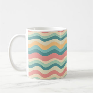 Retro Färg Wave Boho Stil Abstrakt Mönster Kaffemugg
