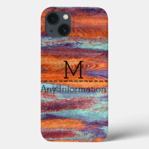 Retro Färg Wood Grain Struktur Monogram #2