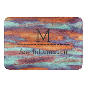 Retro Färg Wood Grain Struktur Monogram #2 Badrumsmatta