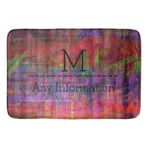Retro Färg Wood Grain Struktur Monogram #4 Badrumsmatta