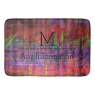 Retro Färg Wood Grain Struktur Monogram #4 Badrumsmatta