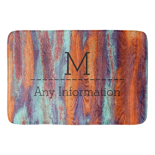 Retro Färg Wood Grain Struktur Monogram Badrumsmatta (Framsidan)