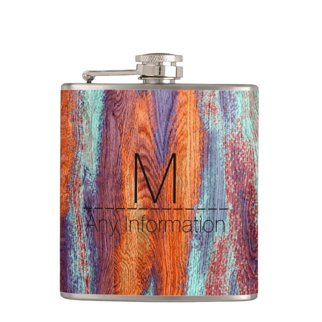 Retro Färg Wood Grain Struktur Monogram Fickplunta (Framsidan)