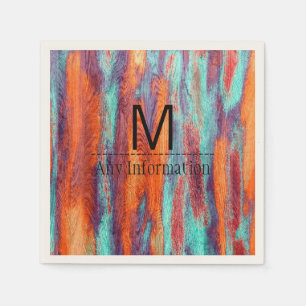 Retro Färg Wood Grain Struktur Monogram Pappersservett