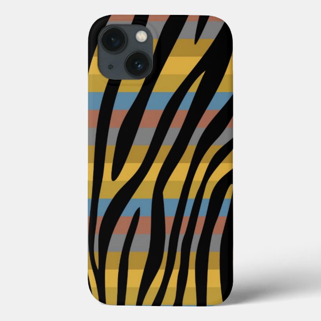 Retro Färg Zebra Rand Mönster 5 (Baksida)