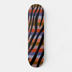 Retro Färg Zebra Rand Mönster 6 Mini Skateboard Bräda 18,5 Cm