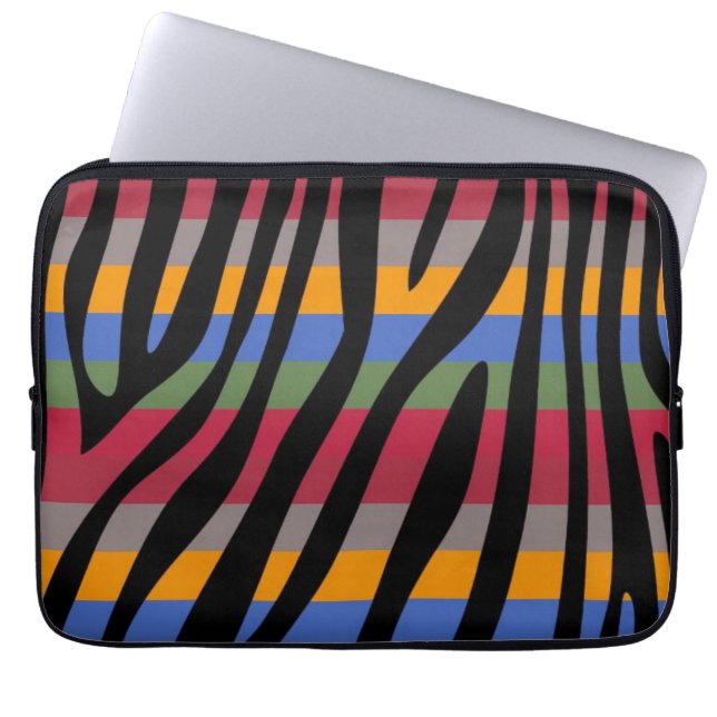 Retro Färg Zebra Rand Mönster 8 Laptop Fodral (Framsidan)