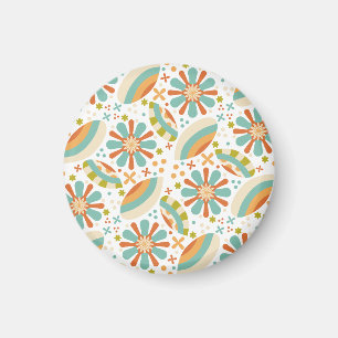 Retro färgad blommigt abstrakt mönster magnet