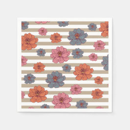 Retro Färgad Flower Mönster Pappersservett