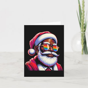 Retro Färgad Gay Tomte Ansikte Regnbåge Solglasögo Kort