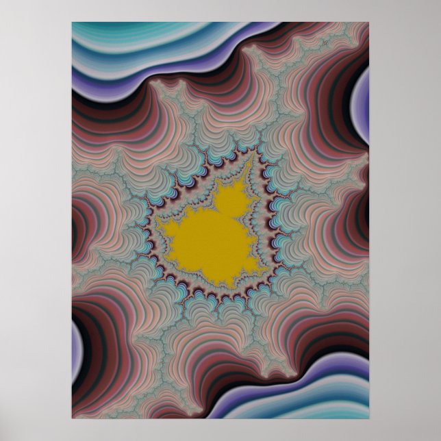 Retro Färgad Rand med Golden Mandel Fractal Poster (Framsidan)