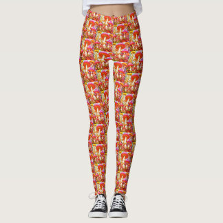 Retro Färgade Svampar på Anpassade Moderna Täta Leggings