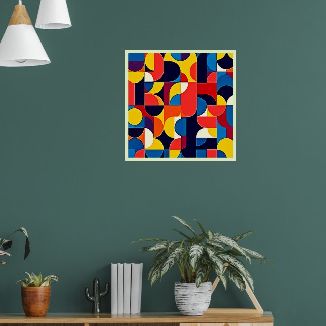 Retro Färgblock Geometrisk Konst Poster (Vardagsrum 1)