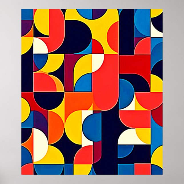 Retro Färgblock Geometrisk Konst Poster (Framsidan)