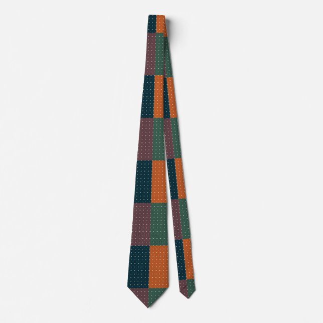 Retro Färgblock Prickmönster  Slips (Framsida)