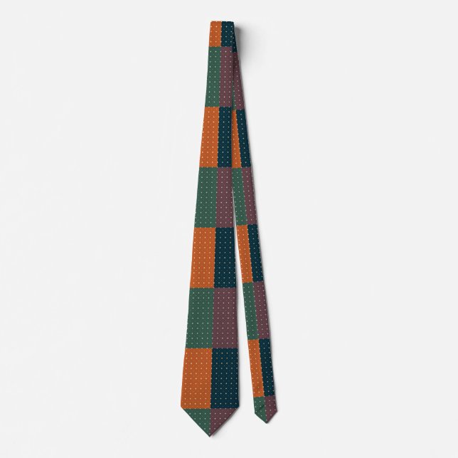 Retro Färgblock Prickmönster  Slips (Framsida)