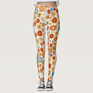 Retro färger blommönster leggings