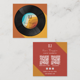 Retro Färger Djing Modern Musik DJ Vinyl Musiker Fyrkantigt Visitkort