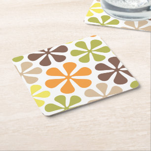 Retro färger för abstrakt stora blommor underlägg papper kvadrat