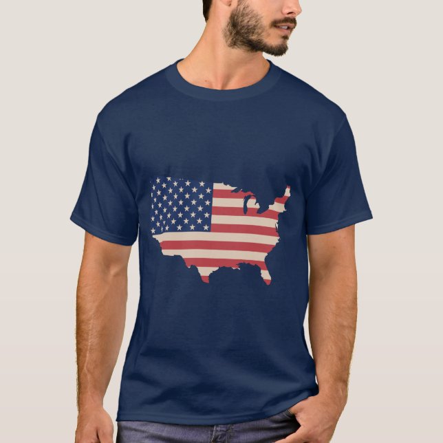 Retro färger för USA Amerika flaggakarta Tee (Framsida)