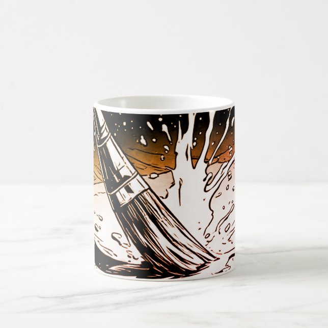 Retro Färger Grafisk Stil Borste Måla Fläck Kaffemugg (Center)