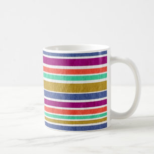 Retro Färger Texturerad Look Ränder Kaffemugg