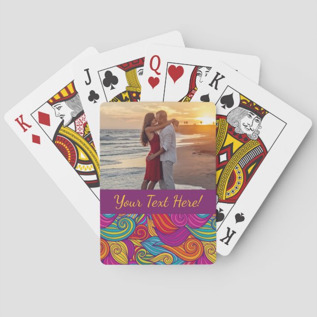 Retro Färgfärgad judton, trådvåg Mönster Kortlek (Baksidan)